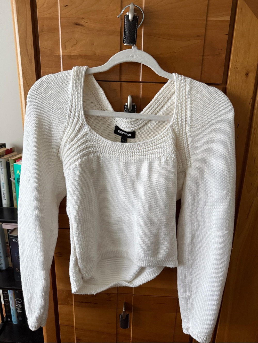 Express White Knit Square-Neck Sweater